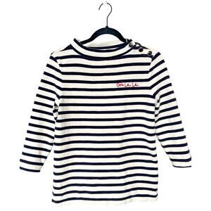 Copied - Talbots Nautical Striped top SZ XS Oh la la Embroidered with buttons